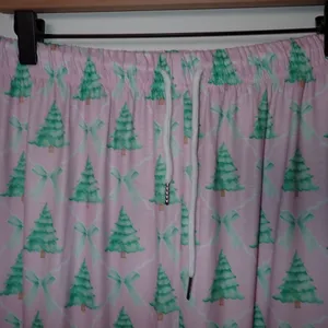 Brand New Coastal Mermaid Pajama Pants Holiday Christmas Trees Pink Bows size L thumbnail 2