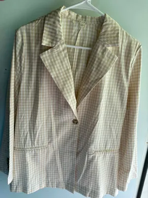 Cyrus light taupe and cream gingham blazer thumbnail 1