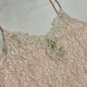 Vintage 90s Night Magic Cinema Etoile Pink Lace Cami Slip Top M thumbnail 3