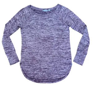 Athleta Space Dye Long Sleeve Top Burgundy Thumbholes Curved Hem Womens M Active thumbnail 1