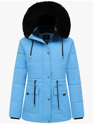 Women's Denim Blue Winter Overcoat with Fleece Lining Denim Blue thumbnail 4