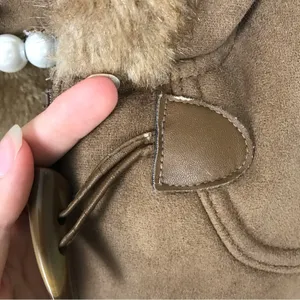 Liz Claiborne Vintage Faux Fur Faux Suede Brown Toggle Jacket Size L thumbnail 8