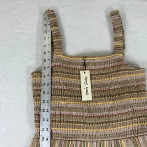 Speed Limit MPH Smocked‎ Striped Maxi Dress Brown Boho Tiered J5735L Size M thumbnail 6