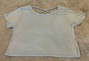 American Eagle Light Blue Crisscross Back Women's Crop Top Size Small thumbnail 1