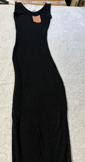 Shade & Shore Black Ribbed Knit Maxi Dress Swim Cover Side Slit XS‎ 0-2 NWT thumbnail 1