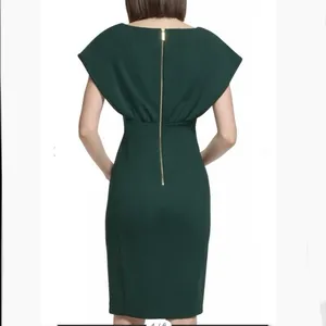 Calvin Klein Green Short Sleeve Stretch Crepe Sheath Dress Office Wedding 6 thumbnail 6