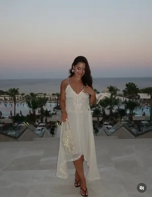 Zara Elegant White Lace Trim Dress beads cream boho hippie summer beach thumbnail 6