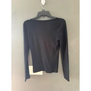 American Eagle Womens Black Ribbed Henley Long Sleeve V-Neck Top Size M‎ thumbnail 3
