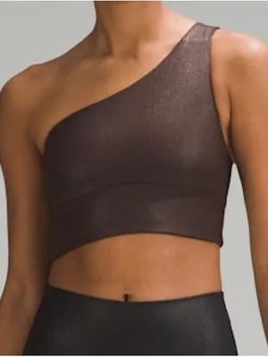 Lululemon 10 Asymmetrical Ribbed Sports Bra Espresso Brown Shine‎ Shimmer Top thumbnail 9