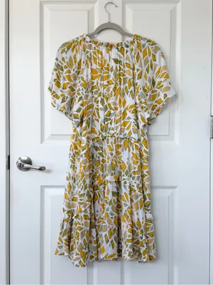 Anthropologie Mosaic Print Tiered Mini Dress with Flutter Sleeves thumbnail 3