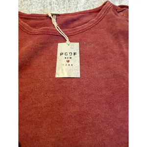Poof Womens Long Sleeve Tie Shoulder Washed Red Casual Top‎ medium NWT thumbnail 2