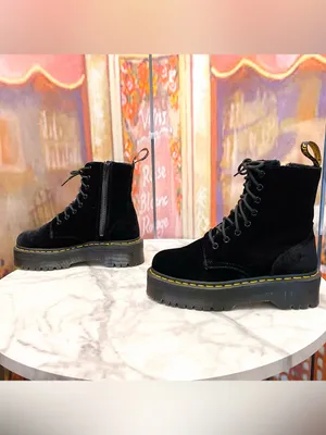 Dr. Martens Jadon Velvet Platform Boots Black Size 7 EUC thumbnail 2