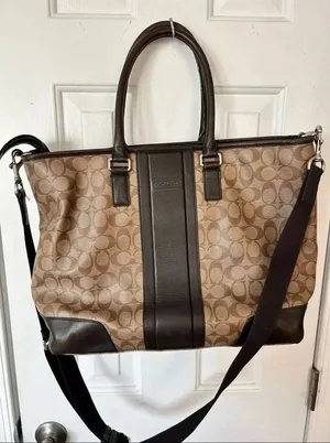 Coach Large Brown Signature Weekender Duffle Travel Tote Bag Purse Carryall thumbnail 1