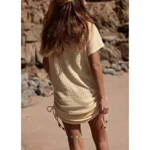 Free People Beach Tate Short Sleeve Textured Mini Shirt Dress Butter Yellow XS thumbnail 2