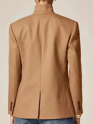 NWT J.Crew Standing Collar Blazer in Warm Camel Wool-blend Flannel Jacket 14 thumbnail 3