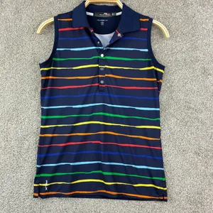 RLX Ralph Lauren Size S Sleeveless Golf Polo Navy Stripe Performance Athletic thumbnail 2