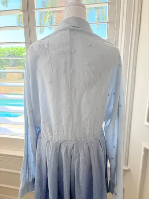 Free People Blue Ombre Button-Front Long Sleeve Dress 100% Cotton thumbnail 7