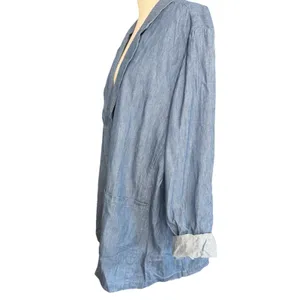 Time and Tru Chambray Blazer Jacket NWT Size XXL 20 Plus Size Light Blue thumbnail 5