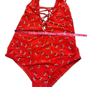 👙🔥 Billabong‎ Chili Red Lace-Up One Piece Swimsuit Small S Beachwear 🔥👙 thumbnail 7