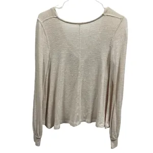 Free People Cream Gold Sparkle Scoop Neck Lightweight Knit Long Sleeve XS thumbnail 10