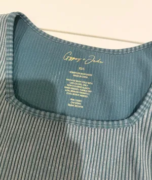 Ribbed Square Neck Top Blue thumbnail 2