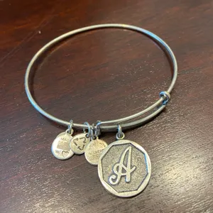 Alex and Ani charm bangle bracelet, silver toned thumbnail 3