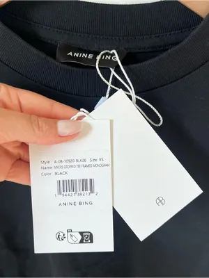 Anine Bing Myers Cropped Tee in Black NWT thumbnail 6