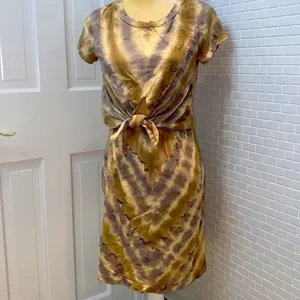 Anthropologie Maronie 💯 cotton tie dye tan/lavender tee shirt dress. Size M NWT thumbnail 2