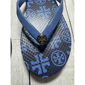 Tory Burch Women’s Striped Logo Flip Flop Sandals Rubber Slip-On Size 5 thumbnail 2