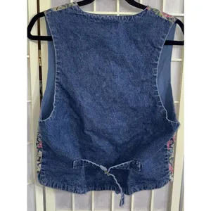 Vintage Banana Republic Safari & Travel Floral Cotton Denim Printed Jean‎ Vest M thumbnail 2