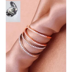 NEW Dainty 14k Gold Plated S925 Simulated Diamond Band Ring, Adjustable Band‎ thumbnail 5