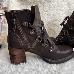 OTBT LEATHER Ankle BOOTS Oregon Heel Hiker Brown thumbnail 5