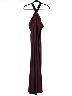 Liv Foster Satin Halter Gown burgundy thumbnail 3