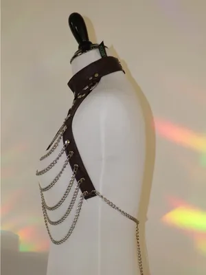 Dolls Kill Black Gothic Body Chain Harness brown and silver s/m thumbnail 4