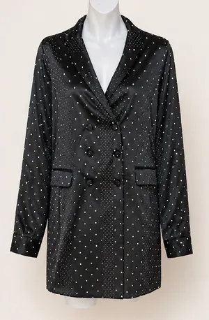 Victoria's Secret Black Polka Dot Satin Blazer thumbnail 1