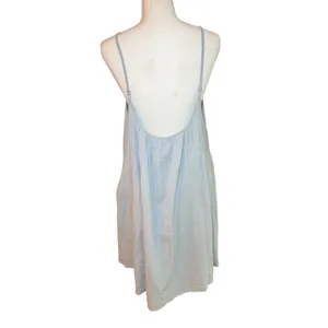 Wishlist Blue Gauze Swing Dress L Strappy Low Back Pockets Flowy thumbnail 3