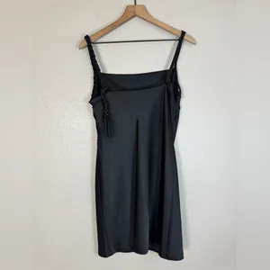 House Of Harlow 1960 x Revolve Black Satin Braided Strap Slip Mini Dress M $210 thumbnail 8