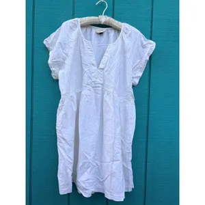 Universal Threads Womens White Linen Blend V-Neck‎ Short Sleeve Shift Dress L thumbnail 3