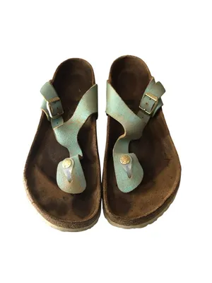 Birkenstock Gizeh Thong Sandals Washed Metallic Aqua 39 Women's Size 8 thumbnail 2