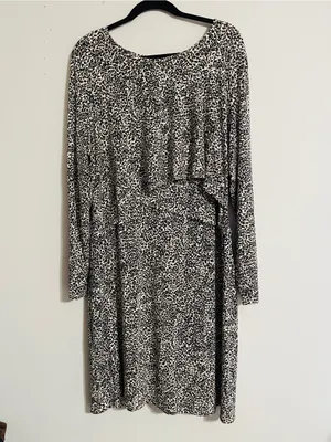 Old Navy Maternity Dress XL Animal Leopard Print Long Sleeve MIDI Nursing Flap thumbnail 2