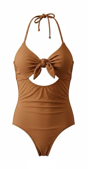 Aerie Swimsuit Copper Halter Knot Cutout One Piece Swimsuit Size Large thumbnail 1