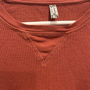 Free People Intimately Waffle Knit‎ Thermal Top Rust Orange Oversized XS Boho I thumbnail 3