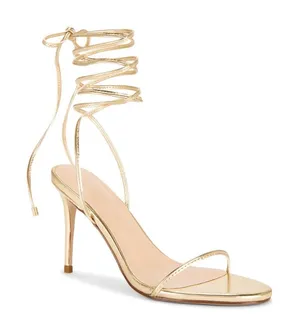 NWT Charlotte Russe Cassie gold lace up heels. Size 8 thumbnail 1