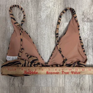 Aerie Tiger Print Triangle Bikini Top Tan Black Tie Back Size‎ Medium NWT thumbnail 4