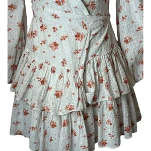 Maia Bergman Floral Wrap Dress Women XS‎ White Boho Ines Boho Cottagecore Mini thumbnail 7