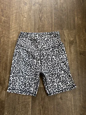 Black & White Leopard Print Biker Shorts thumbnail 3