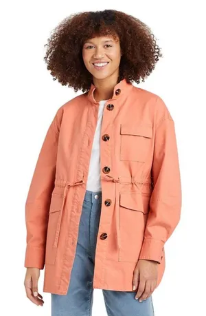 NWT Universal Thread Utility Button Up Coat Jacket 84021220 Coral Orange XS thumbnail 1