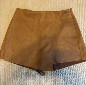 Camel Faux Suede Wrap Skort | Size S thumbnail 1