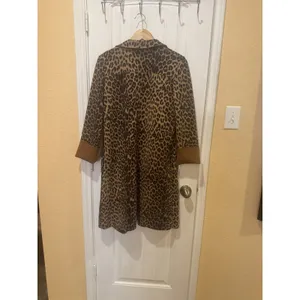 Zara Join Life Leopard Print Faux Leather Overcoat M Open Front Lined Pockets thumbnail 11