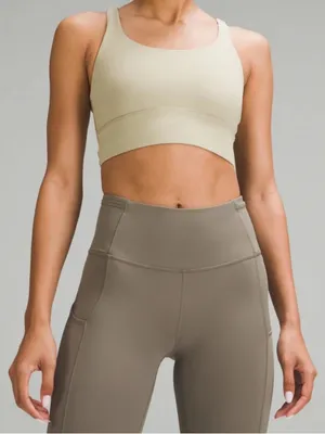 Lululemon Energy Longline Bra Sz 6 in Tan Beige Color thumbnail 1